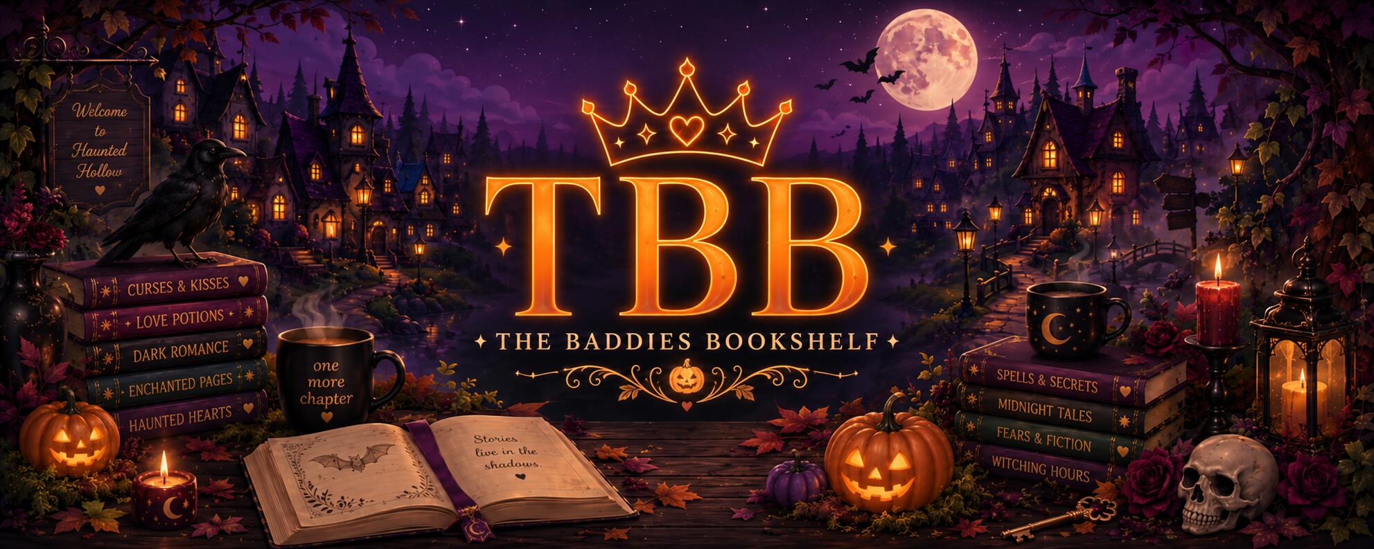 Discovery splash banner for The Baddies Bookshelf Discord server