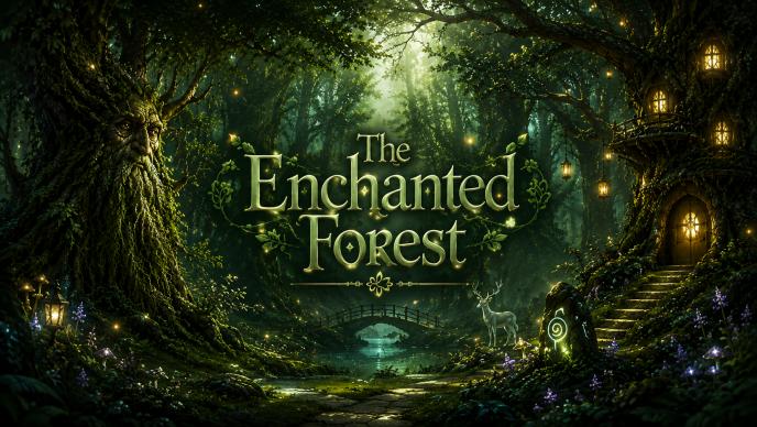 Discovery splash banner for ☾⋆⁺₊🌲 𝕿𝖍𝖊 𝕰𝖓𝖈𝖍𝖆𝖓𝖙𝖊𝖉 𝕱𝖔𝖗𝖊𝖘𝖙 🌲₊⁺⋆☽ Discord server