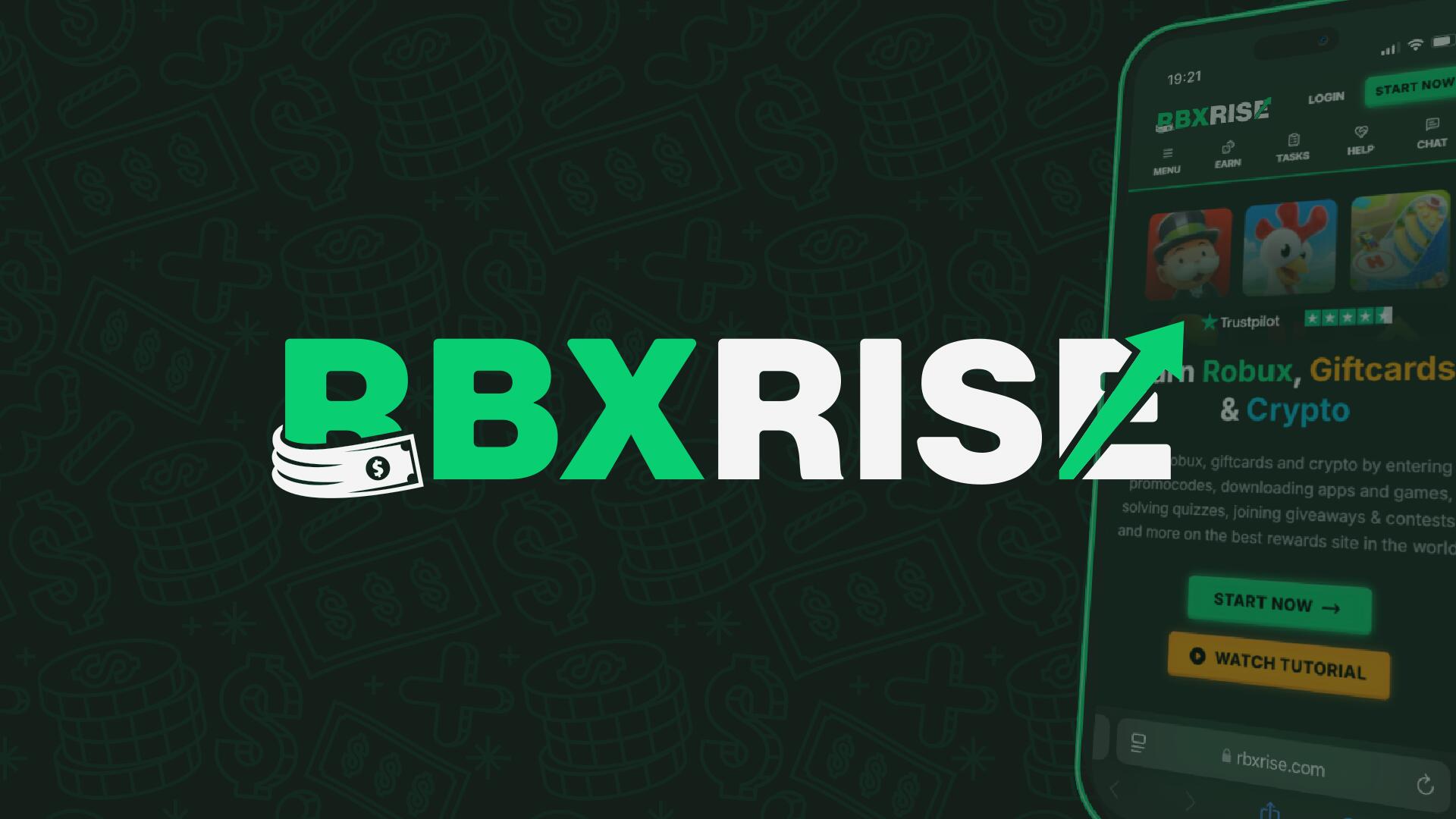 Discovery splash banner for RBXRise.com - Earn Free Rewards Discord server